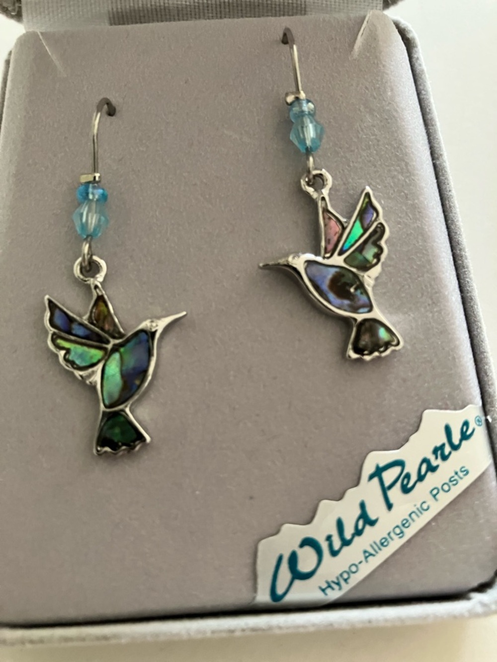 Wild Pearle Abalone Hummingbird Earrings